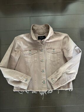 Boxy Cropped Denim Jacket - Taupe